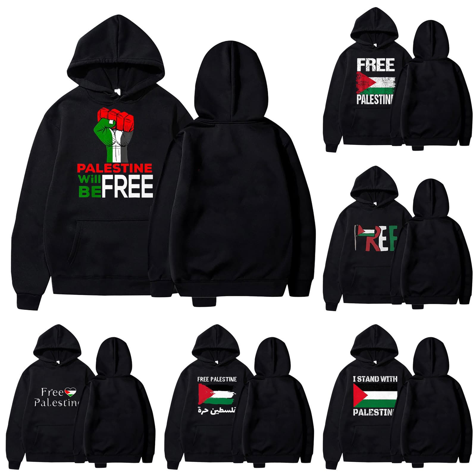 Men's Clothing sweatshirts FREE PALESTINE Free Palestine series fashion printed hooded sweatshirt