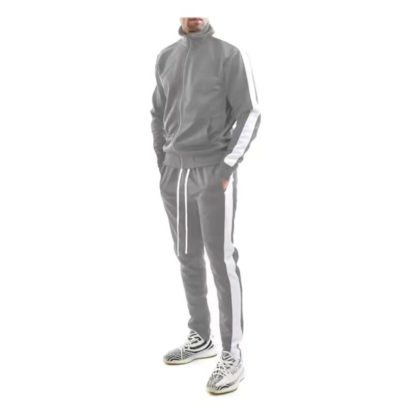 Ensemble de sport décontracté à col montant et couleurs contrastées pour jeunes hommes, nouvelle collection automne/hiver 2025