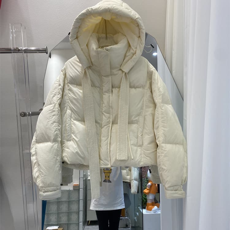 Women's Clothing Down Jacket Short Hooded Thickened Fashionable Small White Duck Down Jacket