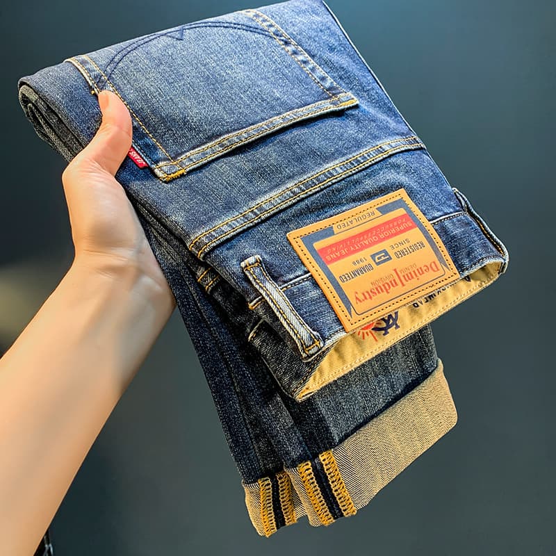 Men's Clothing Autumn Men's Jeans Trendy Slim Straight Stretch Trousers Micro Harem High end Printed Casual Men's Pants