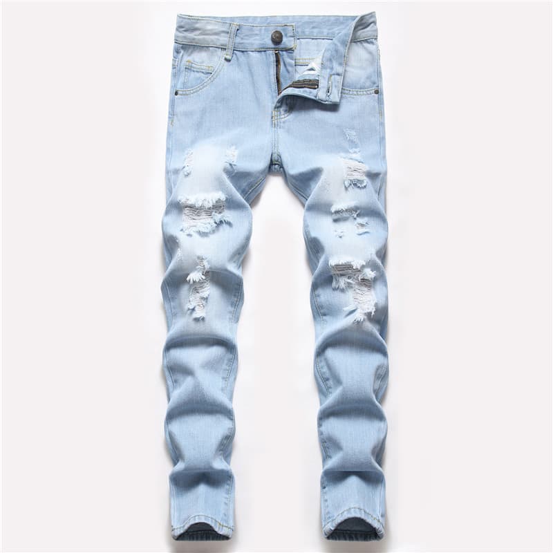 Kids’ Clothing Boys Special Straight Leg Ripped Trousers Washed Non Stretch Denim