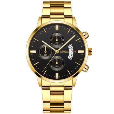 hot-selling men's watch steel belt men's watch three-eye calendar quartz alloy wrist watch