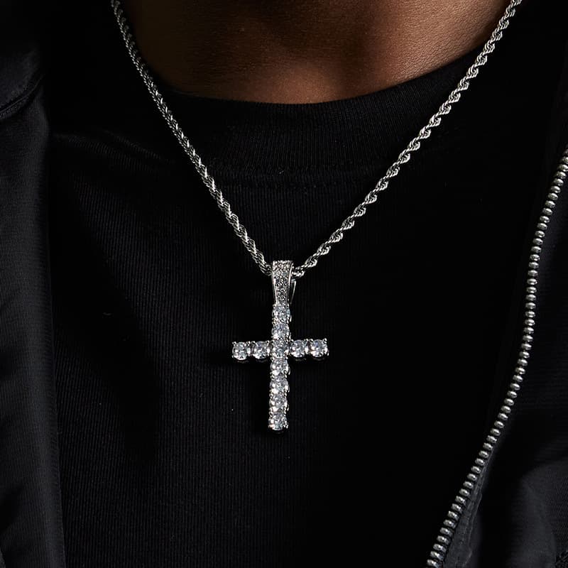 Necklace Titanium Steel Non Fading Cross Necklace Hip Hop Copper Diamond Men's And Women's Clavicle Chain Jewelry Necklace