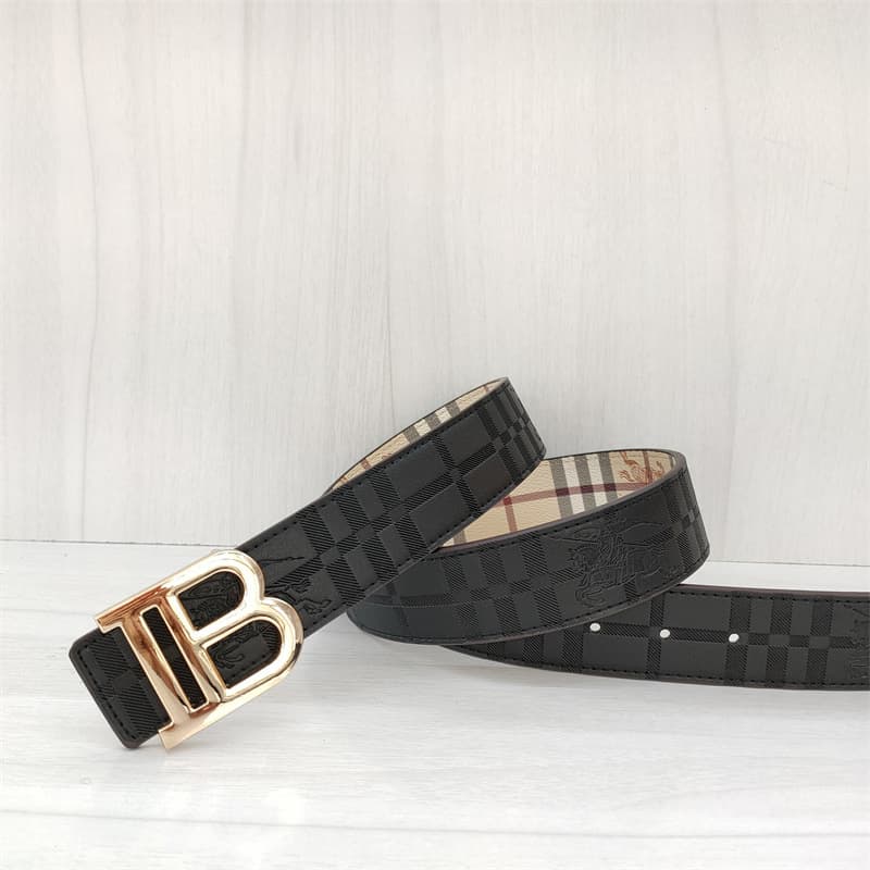Ceinture classique pour hommes et femmes, avec boucle lisse en cuir de vache TB à double face en relief, ceinture décontractée et polyvalente