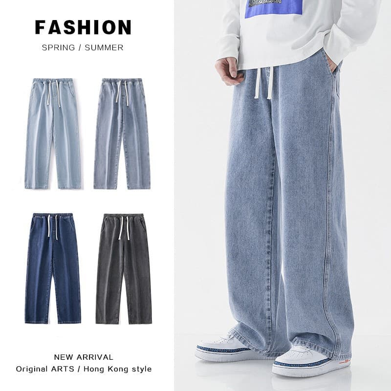 Men's Clothing for men, spring and summer style, high street, elastic waist, drawstring, retro fashion brand, spring and autumn thin style
