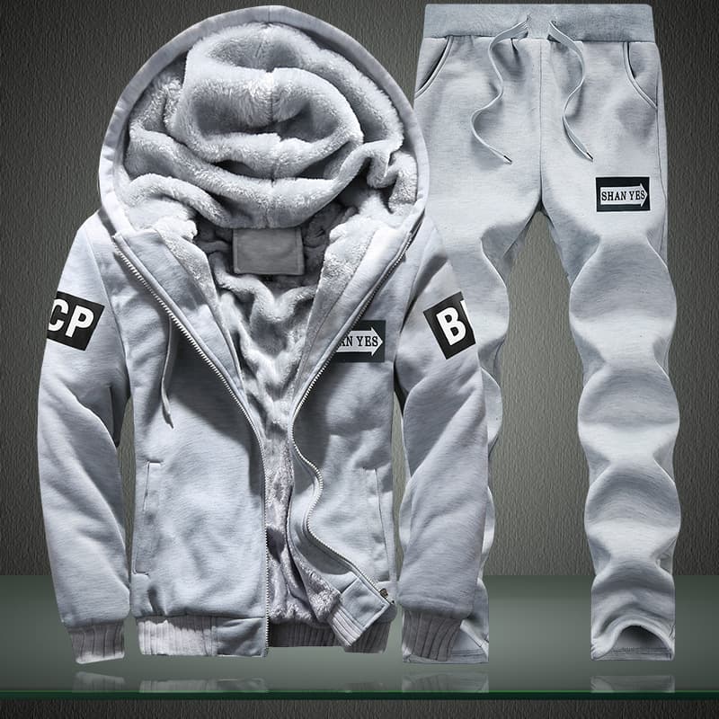 Men's Clothing Men's Winter Fleece-Lined Hooded Set – Thickened Jacket & Jogger Pants (Windproof, 3 Colors, Sizes M-6XL)"