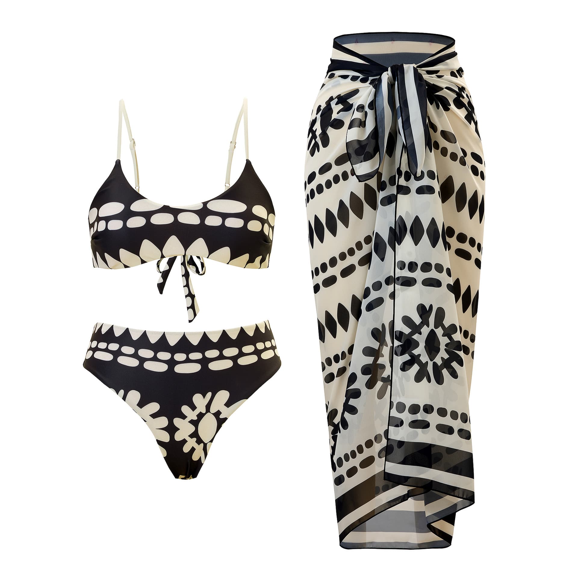 Women's Clothing New Bohemian Print Bikini Suit Hot Selling Hot Swimsuit Three-piece Ins Style