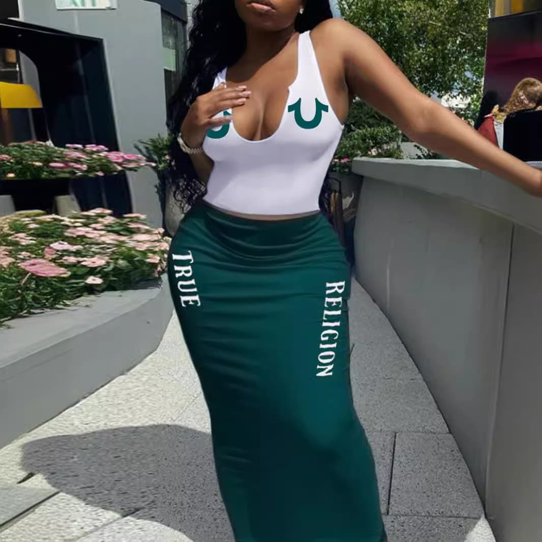 Women's Clothing Summer 2 piece vest set long skirt