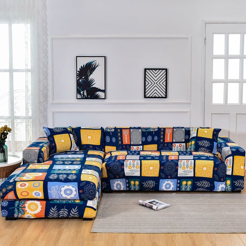 Elastic Sofa Cover Set – Full-Cover Slip-Resistant Polyester For Sectional, Loveseat & 3-Seater Couches (Modern Solid Colors & Geometric Prints)