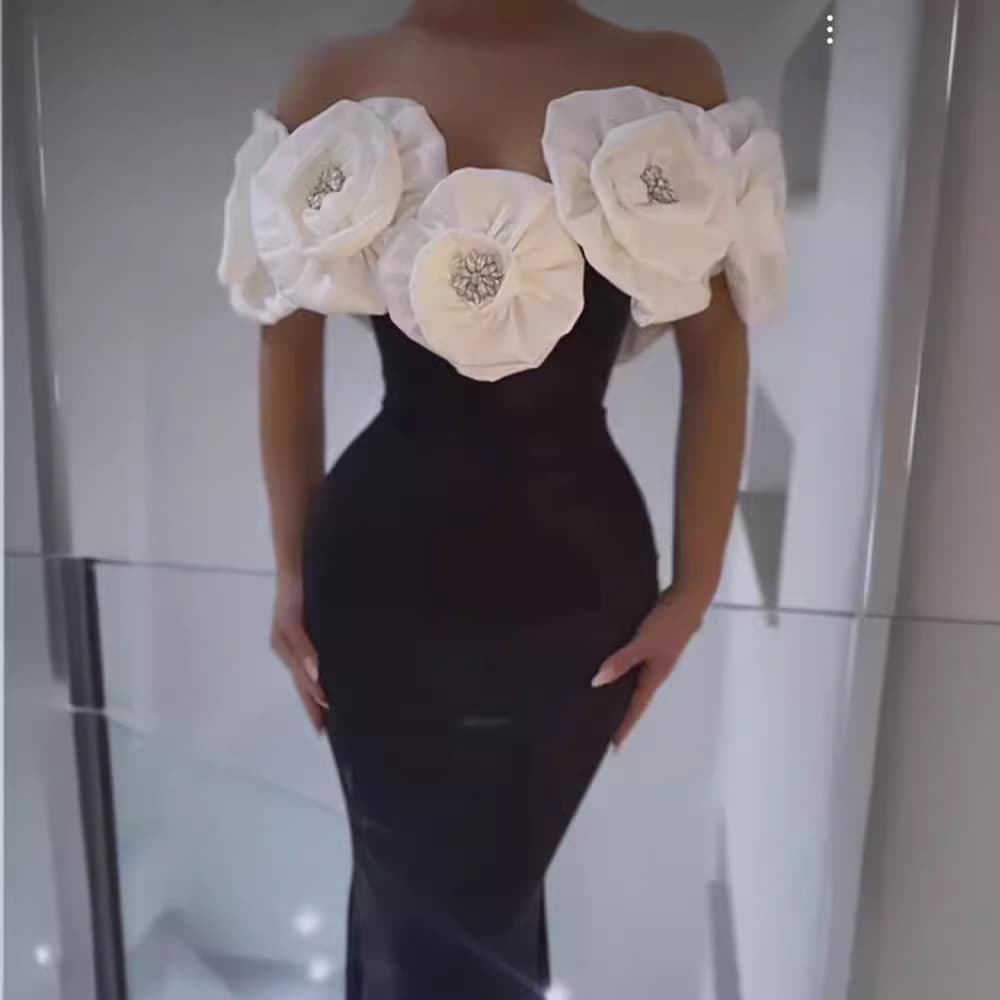 Women's Clothing bandage dress white big flower long dress