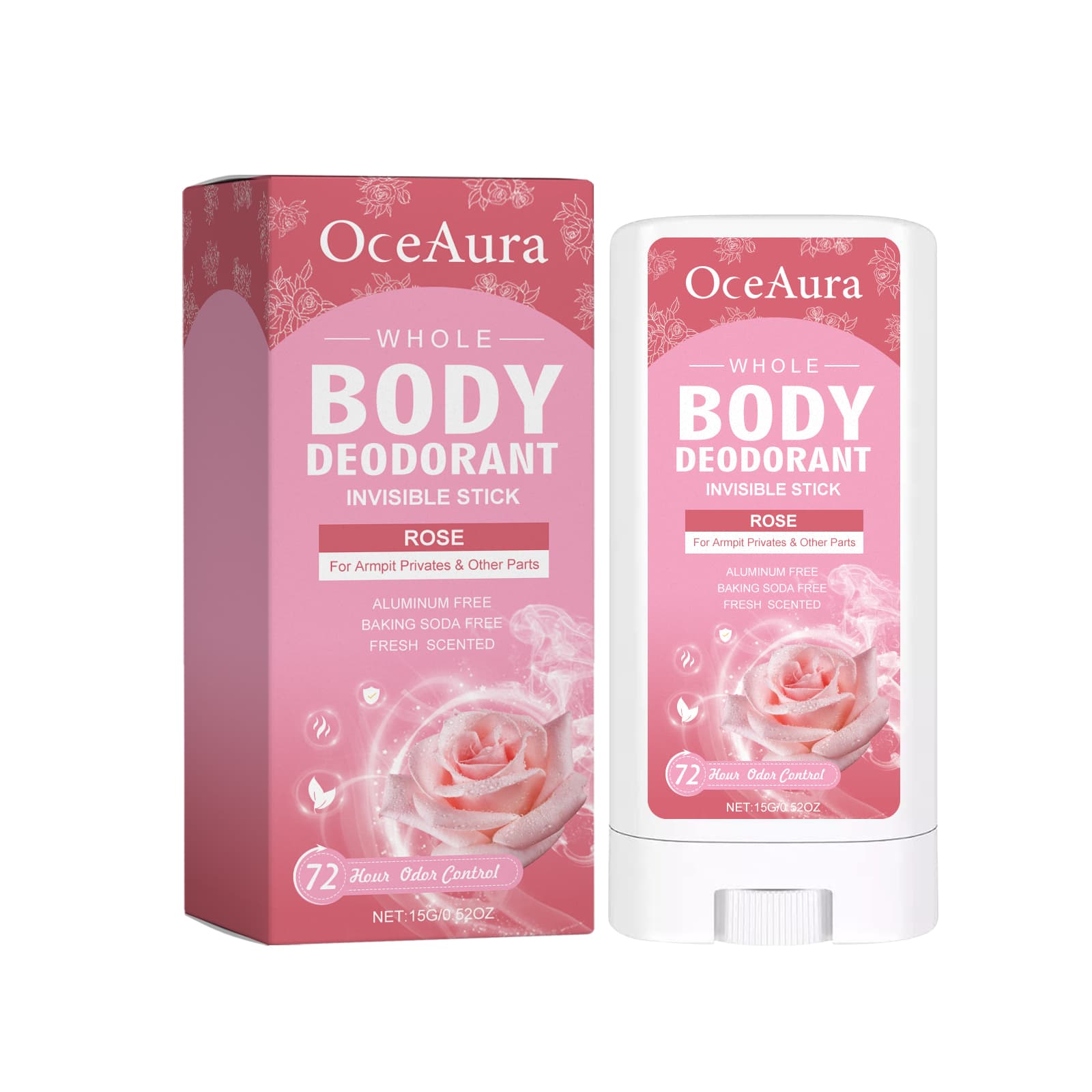 OceAura Whole Body Deodorant, Rose Fragrance Naturally Refreshing Lighten Underarm Odor Lasting Fragrance