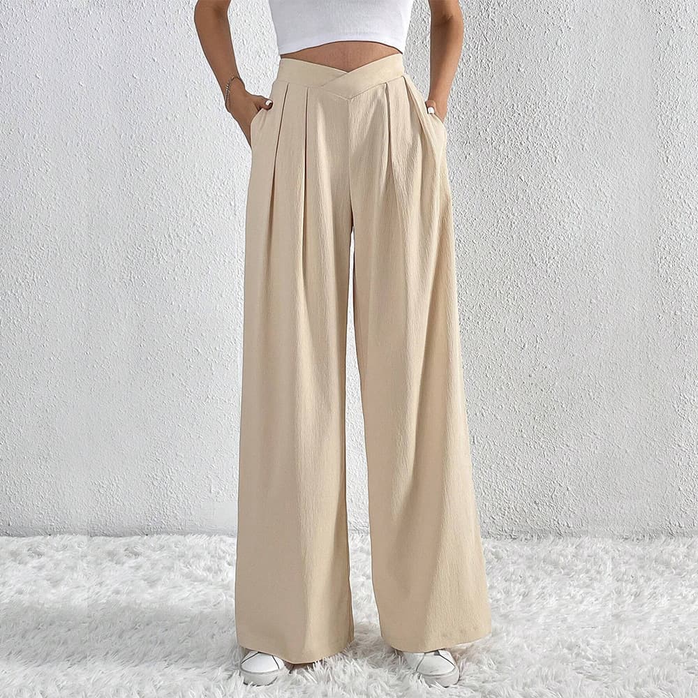 [Cotton Linen] Women's Commuter Style Pleated Pants Casual Wide-leg Pants Slacks