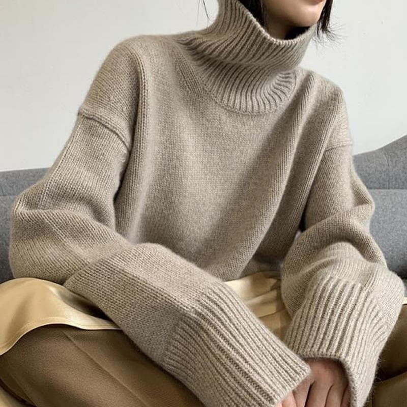 New autumn and winter turtleneck top women's loose lazy style pullover knitted cashmere thickened base sweater