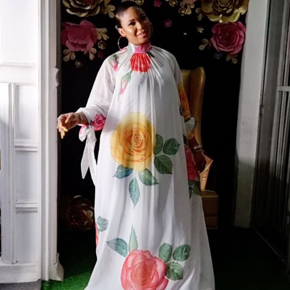 Women's Clothing Dress Chiffon Digital Print Plus Hot Diamond With Inner Skirt One Size Fits All Source Ready Stock