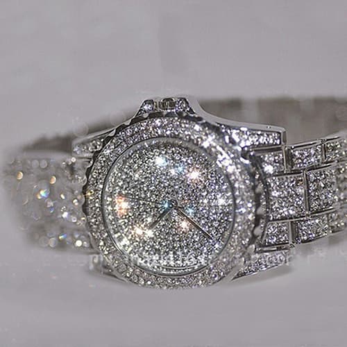 Yamaler Women's Fashion Shiny Rhinestone Watch Stainless Steel Band Quartz Wristwatch