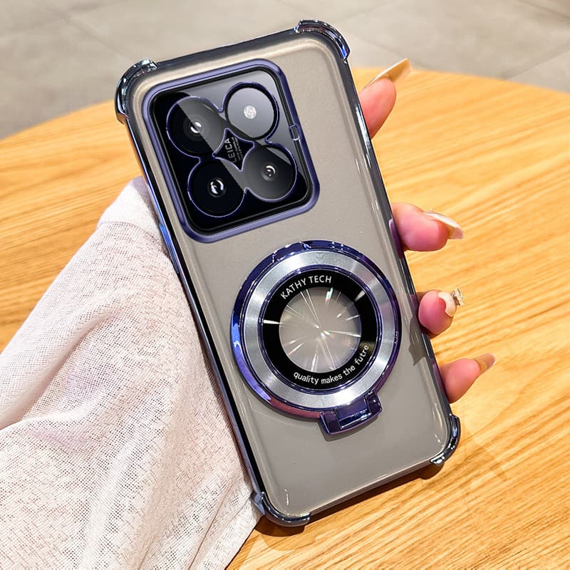 Magnetic Plating Phone Case For Xiaomi 15 14 13 12 Redmi Note 11 13 14 Pro Plus 12C 13C 14C Poco X3 X5 Transparent Stand Cover