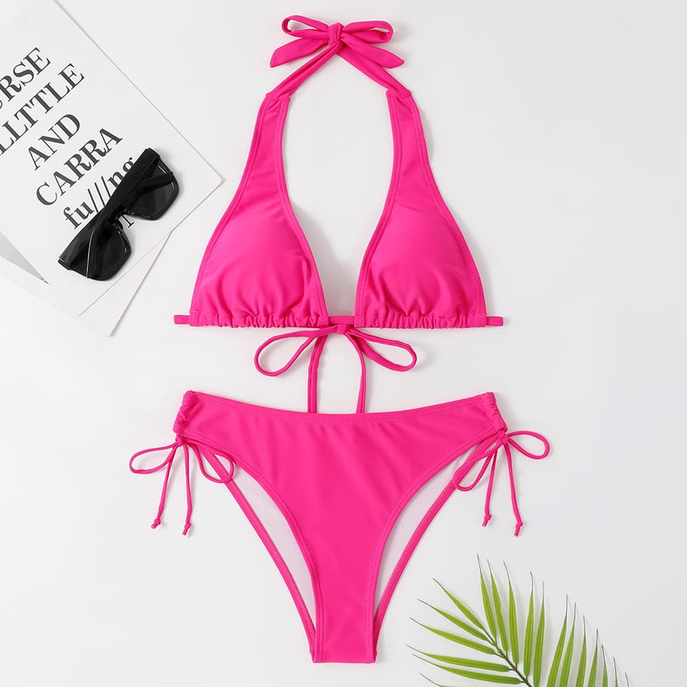 Women's Clothing Swimsuit Strap On Ins Bikini Sexy Solid Color Swimsuit Beach Vacation Bikini