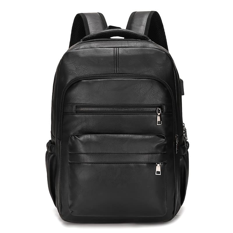 Sac à dos coréen en cuir PU pour hommes, sac à dos d'étudiant multifonctionnel étanche pour ordinateur d'extérieur