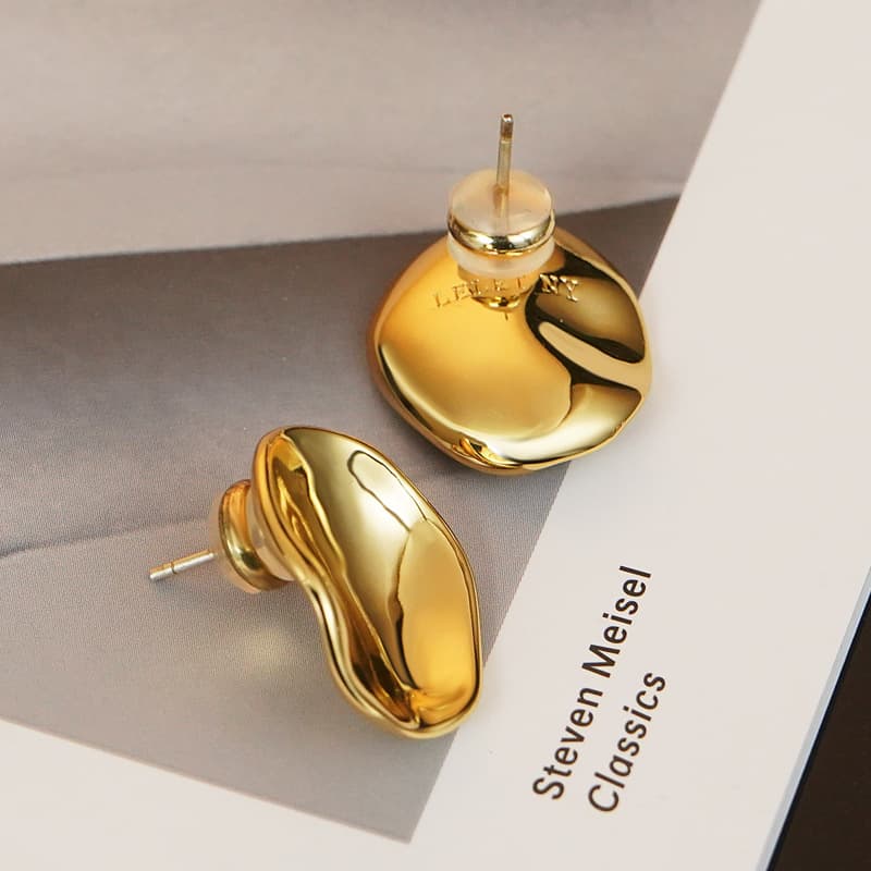 French niche design heavy polished round earrings female ins cold style earrings trend Korean version minimalist