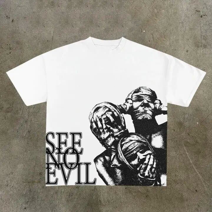 Men's Clothing Print Large Size T Shirt Gothic Graphic T Shirt Y2k Top Armed Gothic Men's Short Sleeve