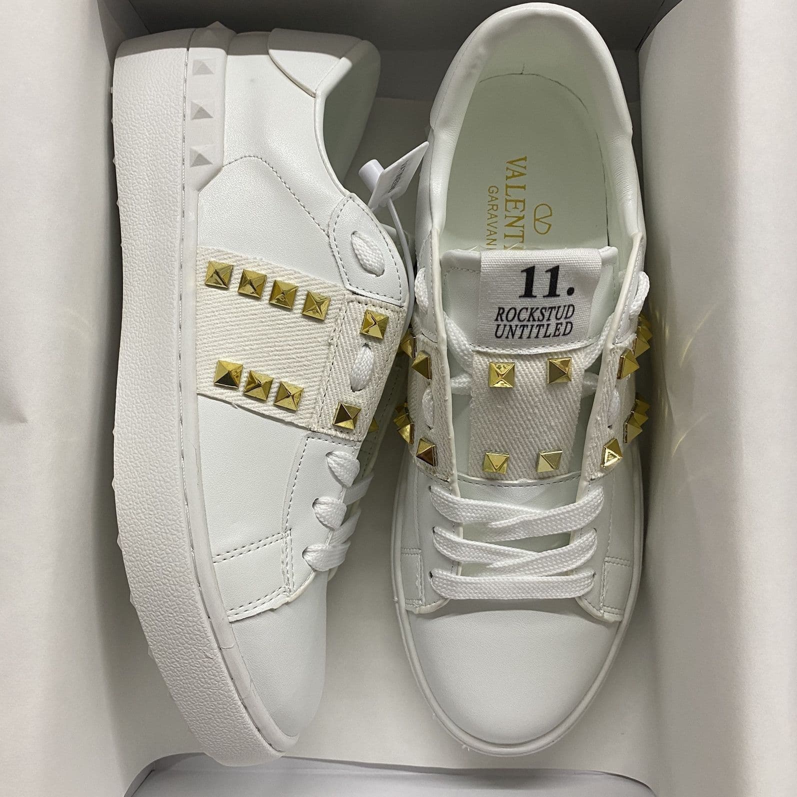 Baskets blanches à semelle épaisse, style européen et américain, à paillettes argentées et rivets, unisexes, VT 2026.