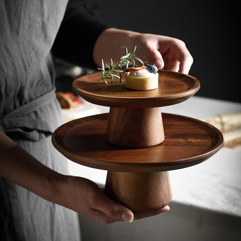 Japanese Style Solid Wood High Foot Cake Tray, Wooden Fruit Tray, Tea Tray, Fruit Cake Tray, Wooden Tray