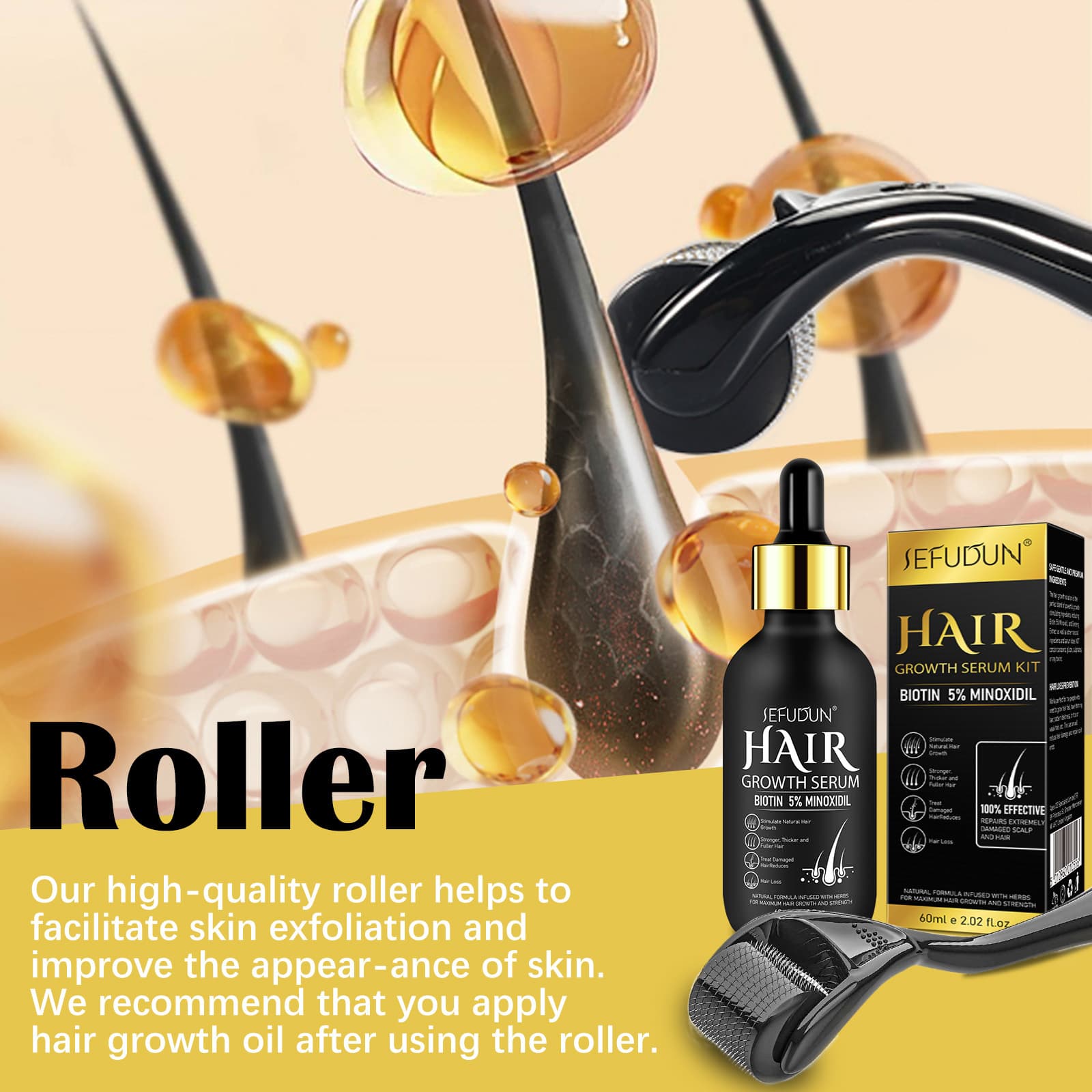 Beauty Care shop SEFUDUN Micro Needle Roller Scalp Massage Care Essence Oil Nourishing and Moisturizing Hair Improvement Fury G