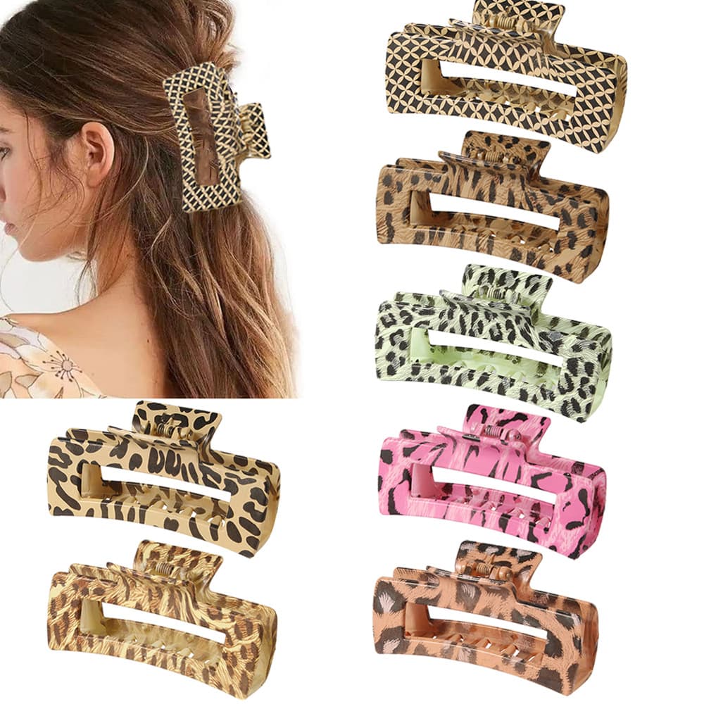 [New cross-border water transfer printing 10.5CM large size hair claw clip] Retro leopard print plastic hair claw clip source factory goods