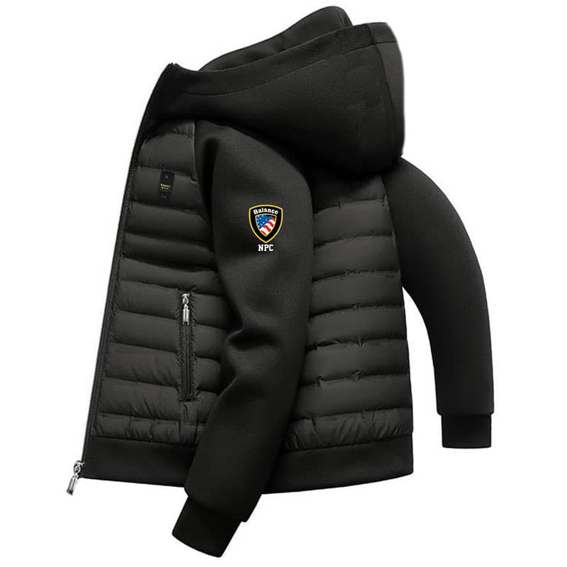 Men's Clothing Men's Cotton Padded Jacket, Trendy Brand Balance, Letter Pattern Design, Trendy Cotton Padded Jacket.