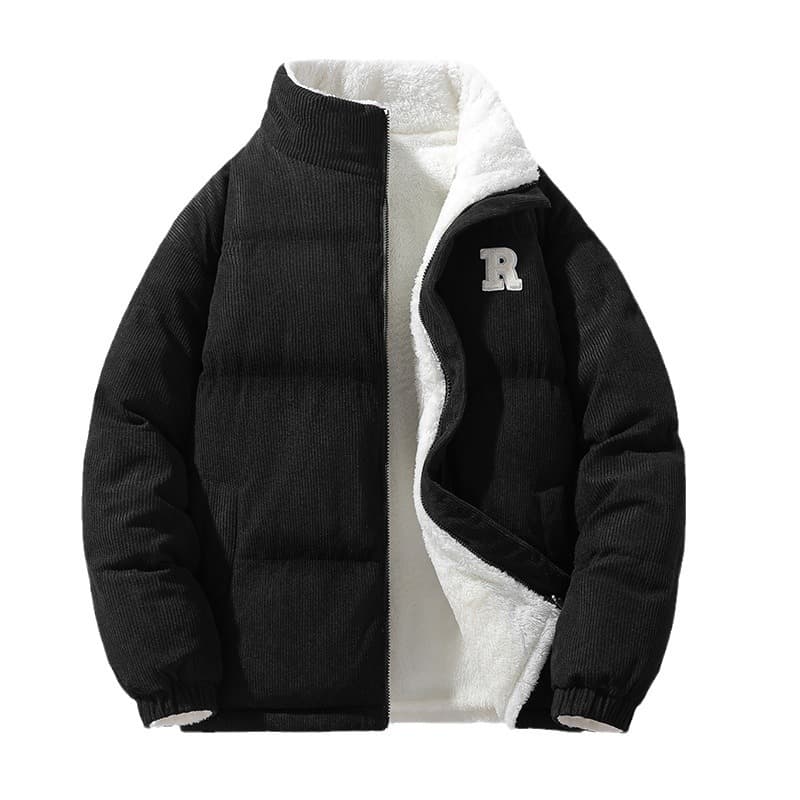 Men's Clothing Winter New Imitation Lambskin Jacket Men's Double Sided Stand Collar Fashion Brand Men's Cotton Clothes Warm Thick Cotton Clothes