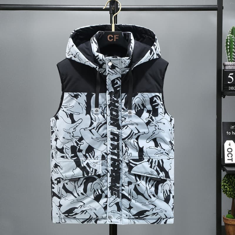 Men's Clothing Autumn And Winter Large Size Down Cotton Vest Thickened Warm Camouflage Outerwear Vest Trendy Loose Plus Fat Plus Waistcoat Men