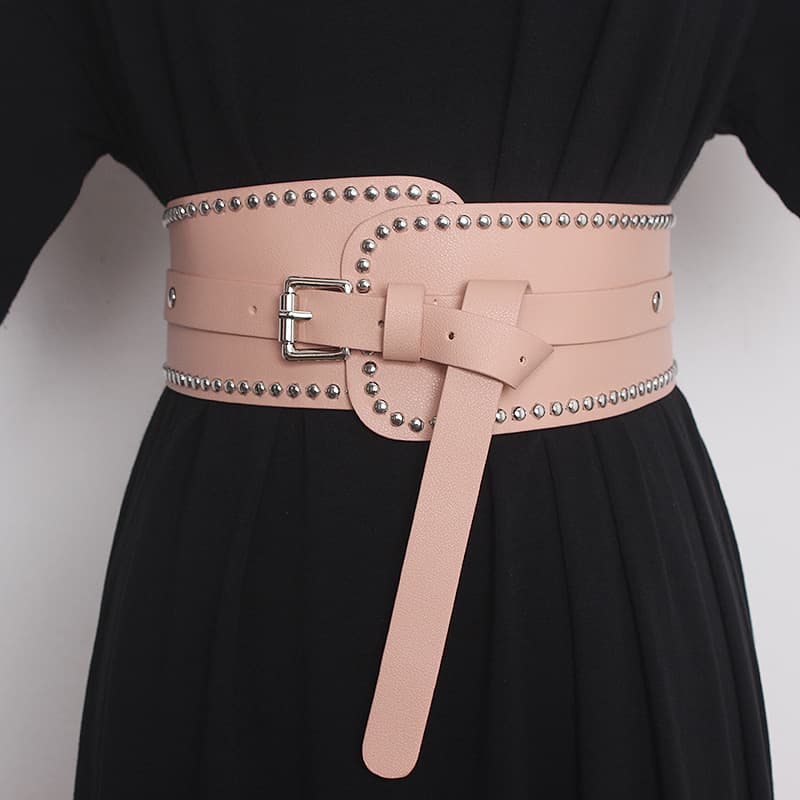 Wide belt for women, dress, shirt, waist decoration, purple pink summer belt, fashionable and versatile