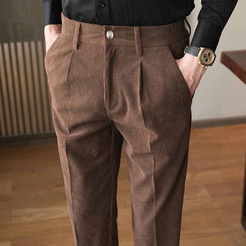 Men's Casual Trousers Autumn And Winter New Corduroy Trousers Slim Trendy Suit Trousers