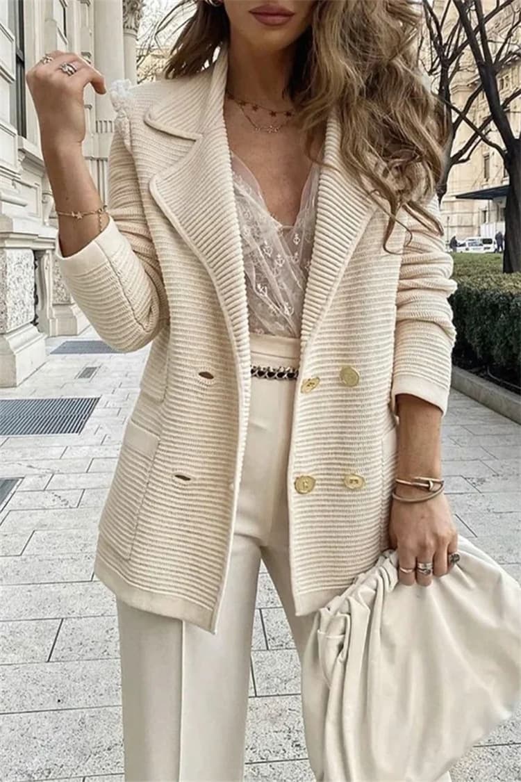 Solid Color Pit Strip Casual Small Suit Short Loose Jacket For Women