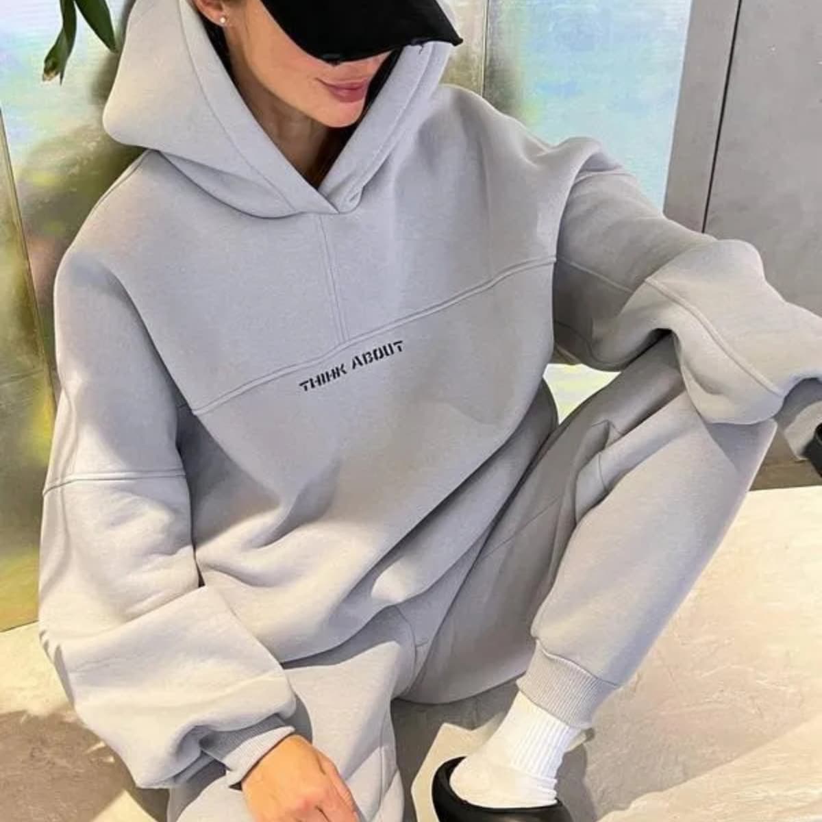 Women's Fashion Hooded Printed Sweatshirt Sports And Leisure Suit