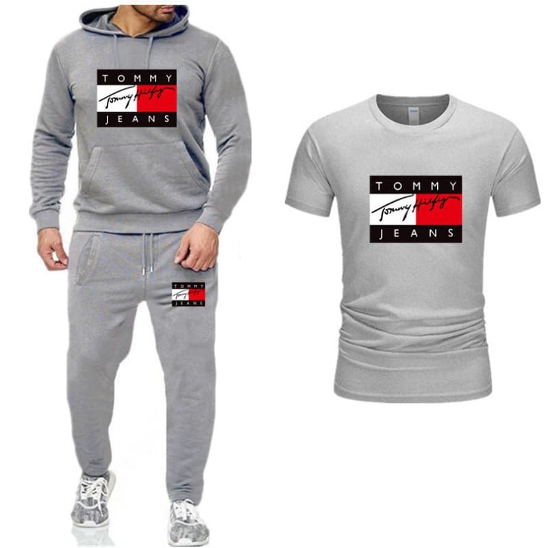 Nouvelle marque de mode lettre trois pièces hommes et femmes sweat à capuche de sport + pantalons décontractés + ensemble T-shirt à manches cour