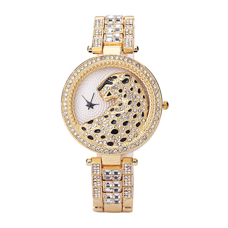 hot-selling three-dimensional full diamond leopard print ladies watch fashionable temperament diamond-studded ladies watch quartz ladies watch