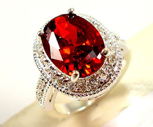 Elegant lady's red corundum ring large zircon fashion party first jewelry