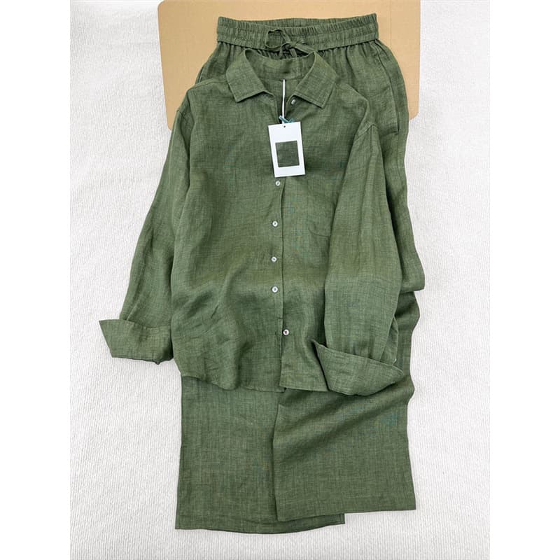 Women's Clothing Unique And Beautiful Suit Spring New Women's High End Green Shirt Wide Leg Pants Two Piece Suit