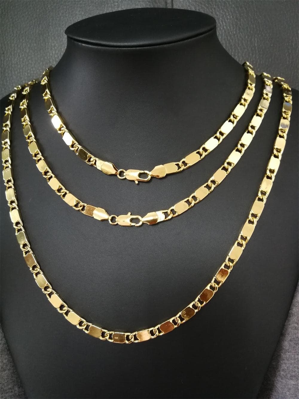 Real Gold Plated Chain 6.3mm band width Men Necklace Women s 19 Inches 28