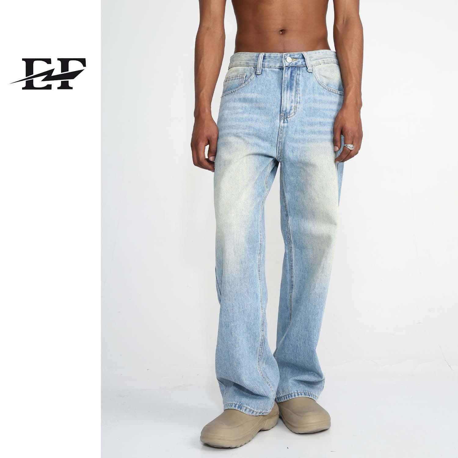 [SeoulFlex] Men's Korean Relaxed Jeans - Mid Waist | Trendy White Wash