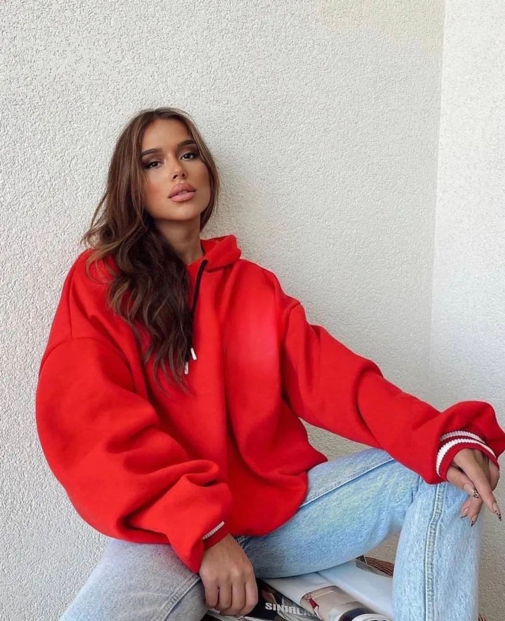 Women's clothing casual fashion printed thickened versatile tops long-sleeved hooded sweatshirt for women