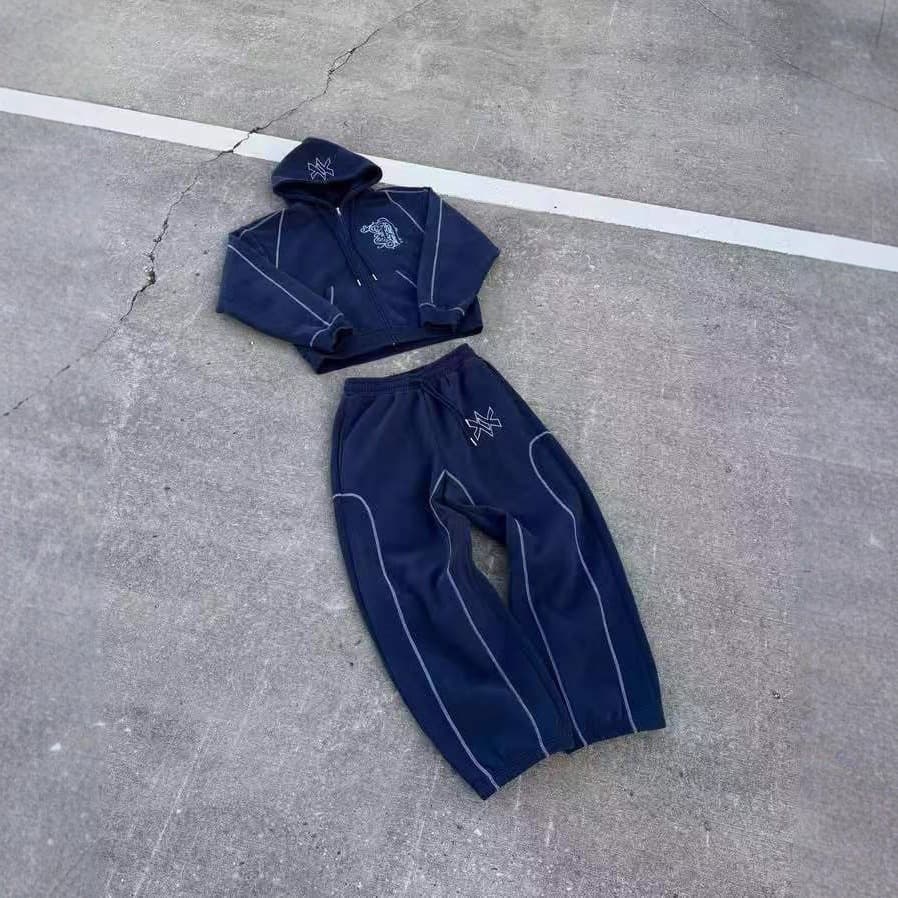 Men's Y2K American Street Style Hoodie Casual Sweatshirt Letter Print Cardigan Jacket Trendy Clothing
