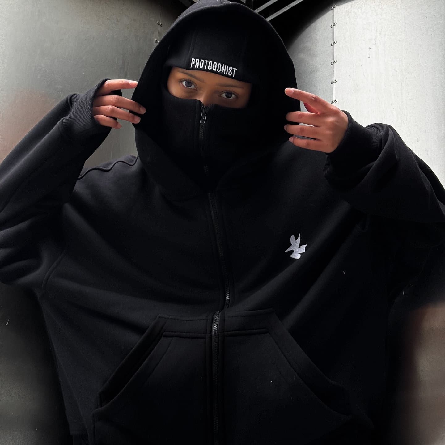 Men's Clothing Autumn And Winter Embroidered Double Hooded Hoodie Ninja Mask Unisex Fashion Brand Sweater