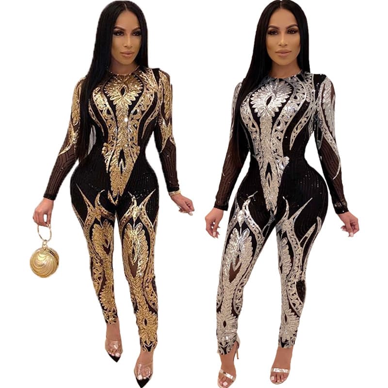 Women's clothing Women's Long-sleeved See-through Jumpsuit, Direct Sales From The Source Manufacturer, In Stock