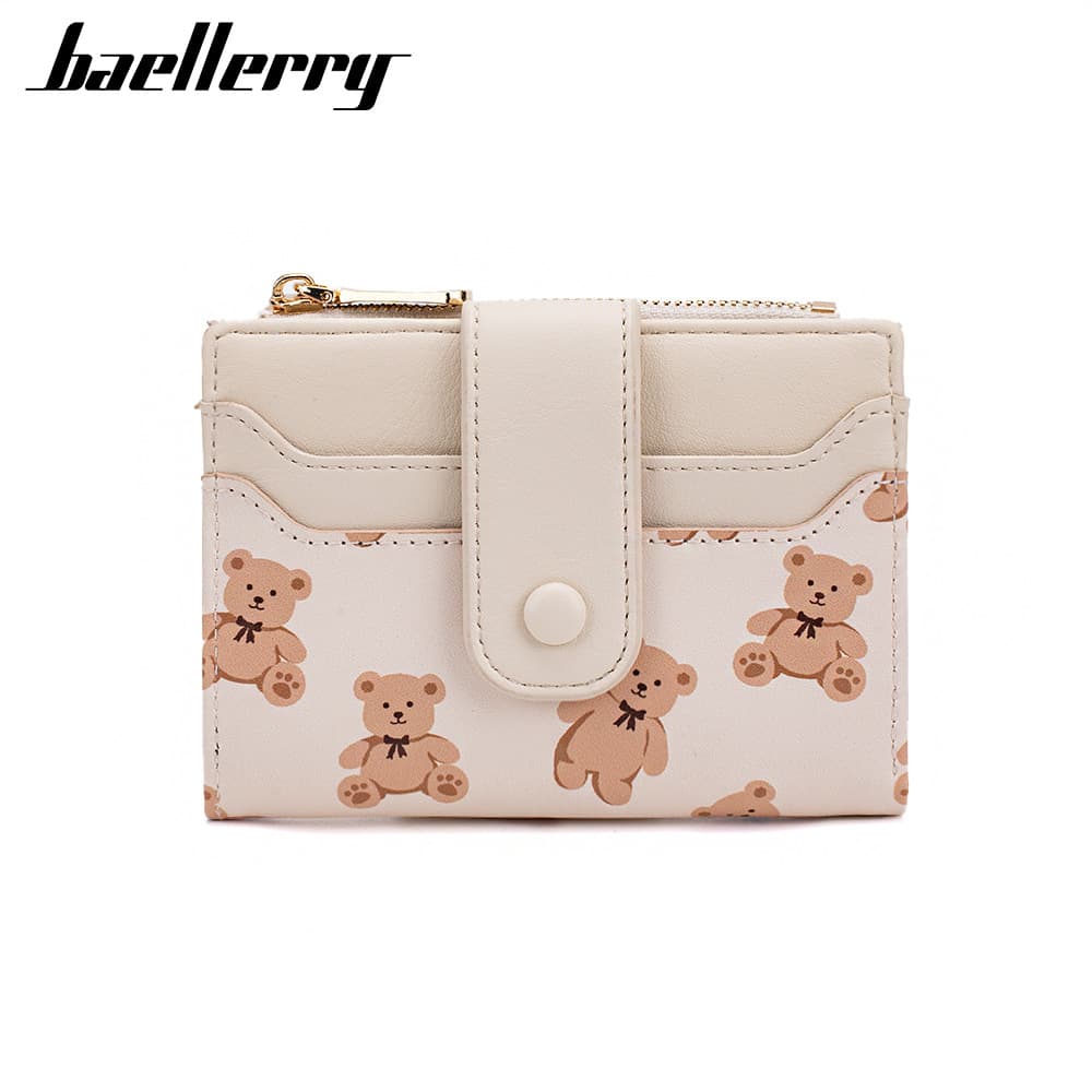 Women's Wallet Short Baellerry Bear Printed Zipper Coin Purse Fashion Buckle Wallet