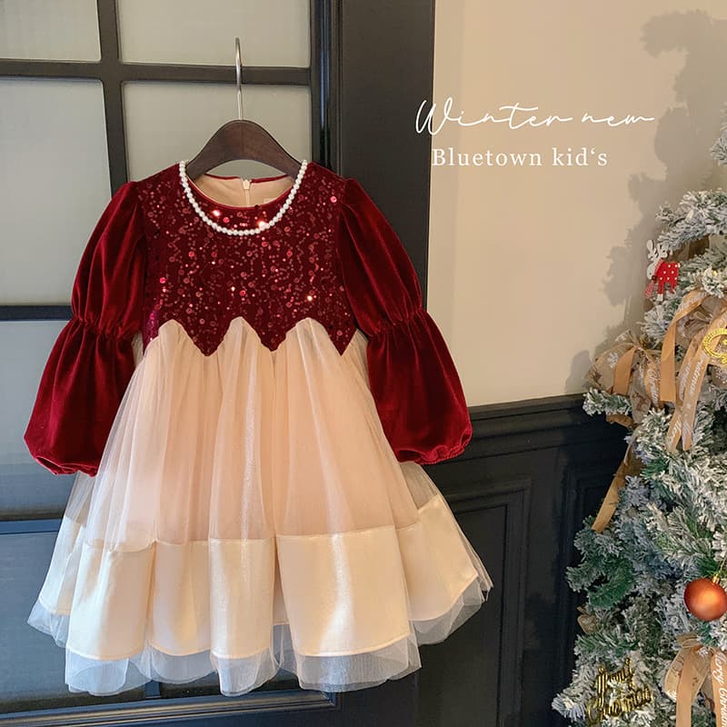Kids Clothing Girls dress autumn and winter 2024 new style dress girl plus velvet thick princess skirt fluffy gauze skirt
