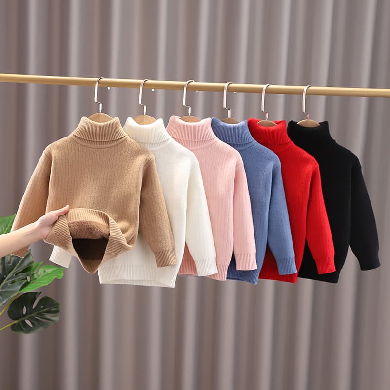 Children's Mink Fur Coat Boys And Girls Baby With Fleece Base Coat Turtleneck Pullover Warm