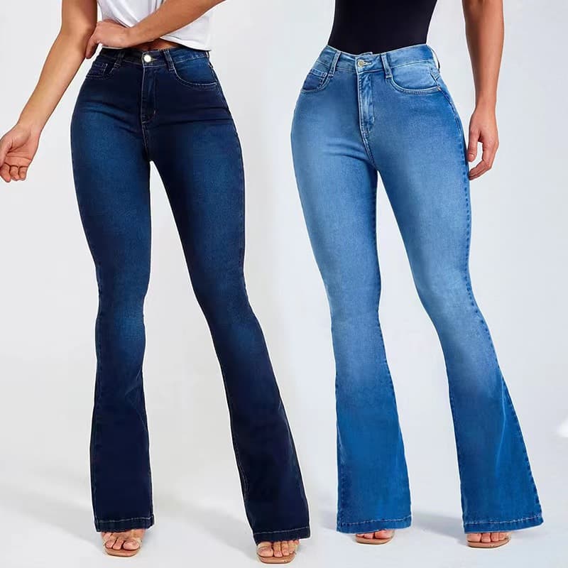 Women's High-waisted Stretch Jeans With Flared Flared Legs