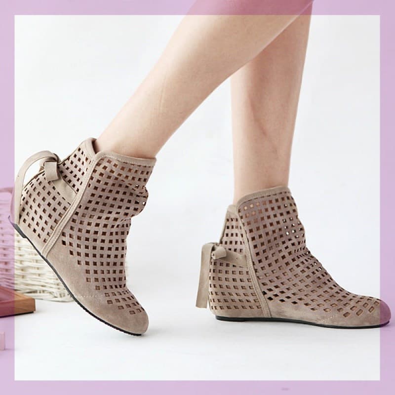 New Style Women's Hollow Out With Hidden Wedge Short Mesh Boots Casual Sandals For Women